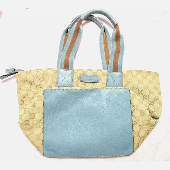 Gucci Vintage GG Monogram Medium Handle Bucket Tote - Blue - Picture 2 of 10